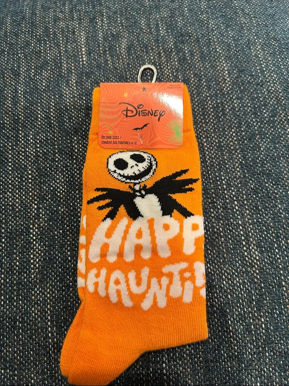 Disney Orange Jack Skellington Kids Crew Socks 6/12 size